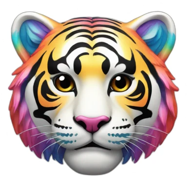 rainbow tiger Japanese mask sticker