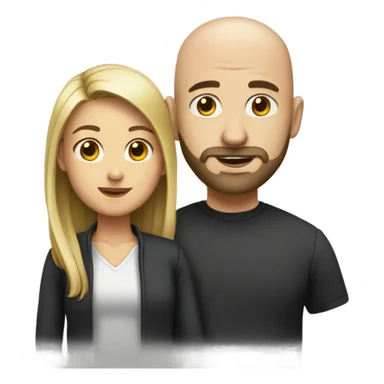 Bald man with beard and girl sticker