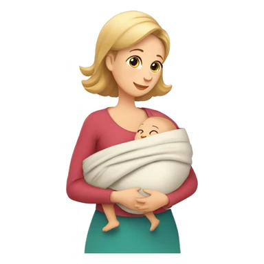 European Babywearing mom with baby and wrap, good pozitions sticker