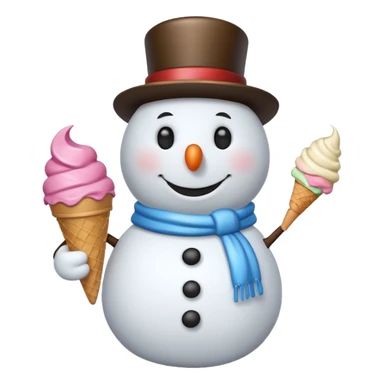 snowman with ice cream  sticker