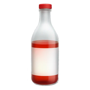 glass bottle with red lit and white liquid inside sticker