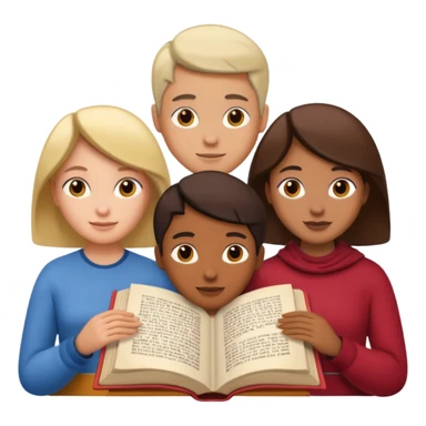 group of three figures inside a book sticker