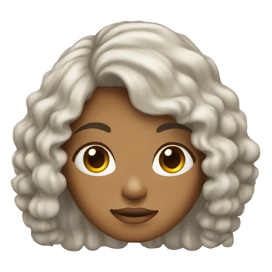 Tan girl with black long curly hair with hand on face sticker