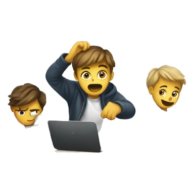 European students sitting at desks. One tries to catch a bag sticker