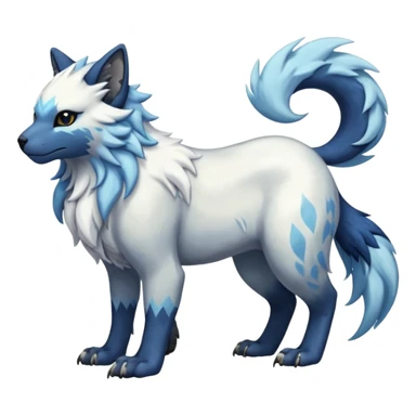 Icy glistening glossy smooth soft flaky scaly furry flurry hyper-realistic cozy boreal boreal-lupus-Lunaray-Manectric-Absol-Luxray-Bobcat-Fakémon-fusion-animal-creature, full body  sticker