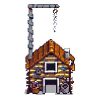 house under construction, pixel art, scaffolding and tools sticker