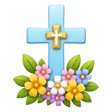 Cute Christian cross with flowers on it sticker