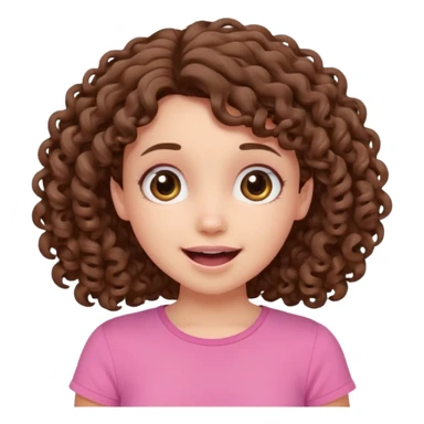 fun cute loud popular pretty girl modest curly brown hair pink top excited sticker