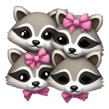 3 sleeping cute raccoons with bows sticker