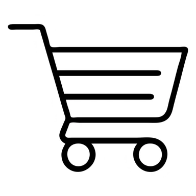 A shopping cart icon with wheels and handle, simple design sticker