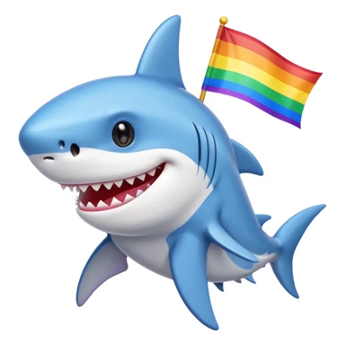 cute shark holding pride flag sticker