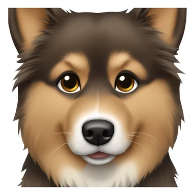 Finnish Lapphund Brown and light brown standing up his nose and face is dark brown dotted sticker