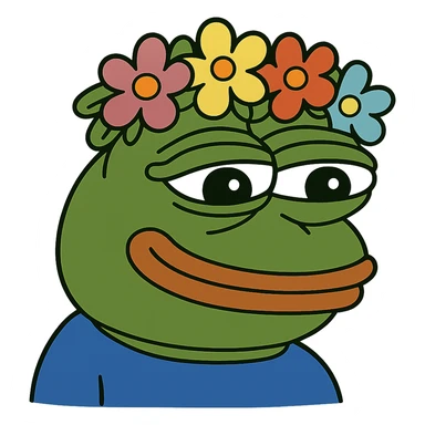 pepe the frog with a flower crown sticker