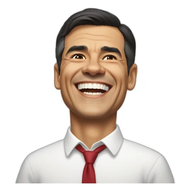 Pedro Sánchez laughing while giving a speech sticker