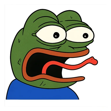 shocked Пэпэ meme with exaggerated facial features sticker