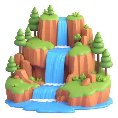 waterfall emoji, similar to 🏞️, microsoft 3d fluent emoji style sticker