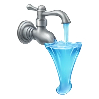 Water flowing from a faucet and a metal bow sticker