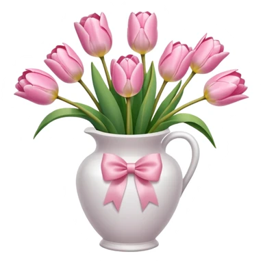 Light pink tulips in white vase in bow  sticker