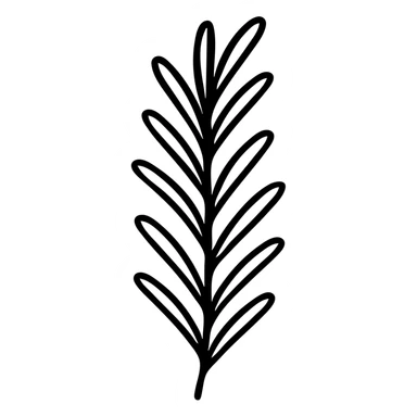 Detailed rosemary herb with needle-like leaves, clean vector outline sticker