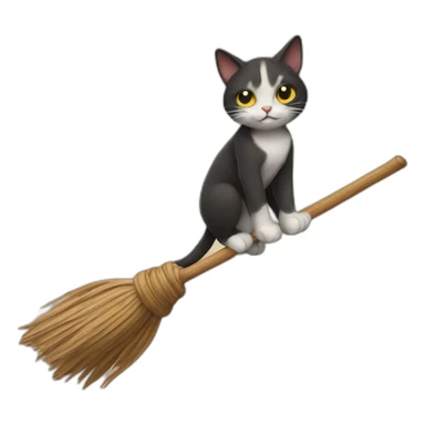 Cat on a broom sticker