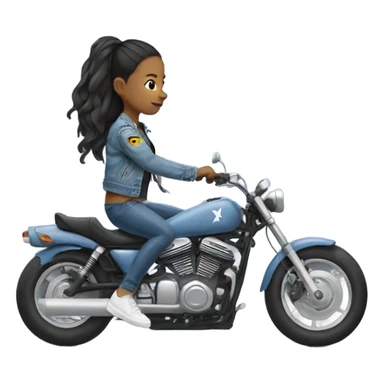 girl in torn denim jacket on motorcycle  sticker