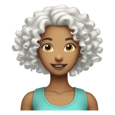 girl white curly hair roller skating sticker