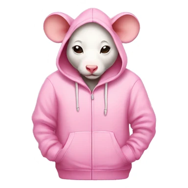 A lazy sleepy mouse in a pink cow hoodie sticker