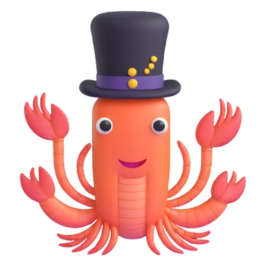 shrimp wearing a top hat sticker