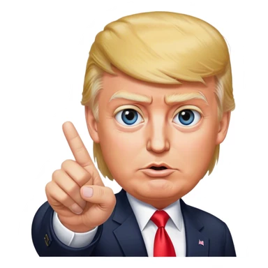 Super realistic Donald Trump pointing index finger up, realistic eyes sticker