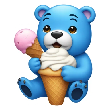Blue bear with ice cream sticker