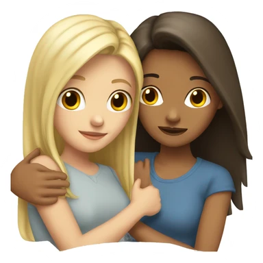 brunette girl hugs blonde girl sticker