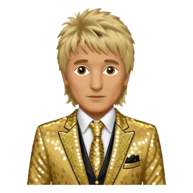 Rod Stewart with gold sequin suit jacket sticker