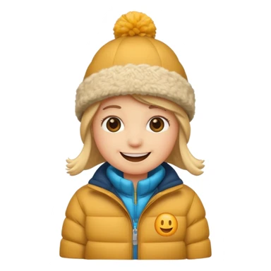 Smile emoji in winter hat and jacket  sticker