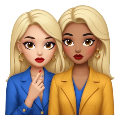Boujy baddie best friends gossiping, trendy heavy makeup sticker