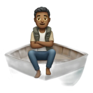 Man sitting on boat sticker
