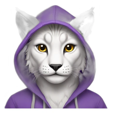 white lynx in a purple hoodie sticker