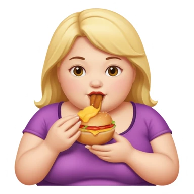 Fat girl eating sticker