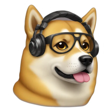 doge with huge headphones sticker