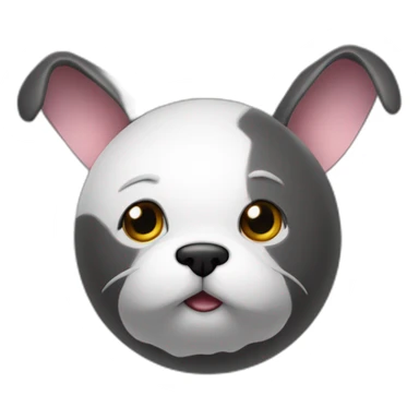 3d sphere with a cartoon dog lodestone Rabbit skin texture with courageous eyes sticker