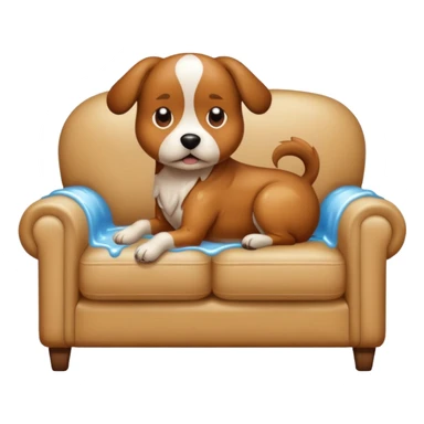 Dog peeing on couch  sticker