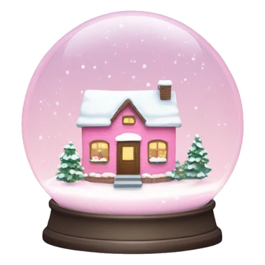 Little pink snow globe with a cozy cottage inside and snow falling sticker