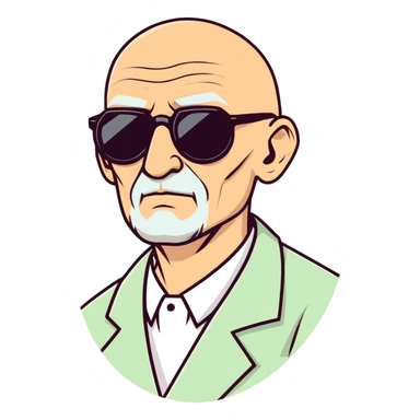 bald old man with sunglasses sticker