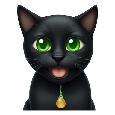 Black cat with green eyes farting sticker