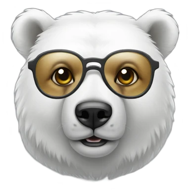 White bear with glasses sticker