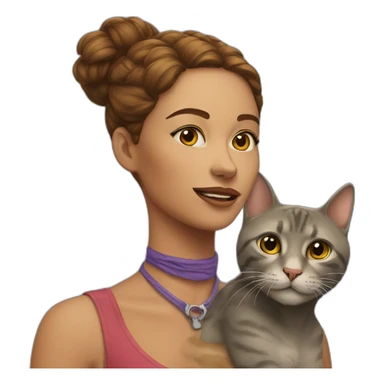 woman with alive cat on her neck sticker