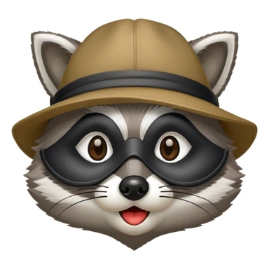 raccoon with mask and incognito hat sticker