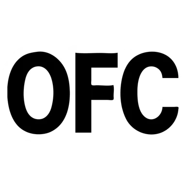 OFC letters, clean and bold, as a logo sticker