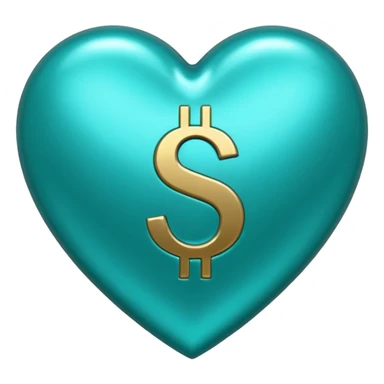 Teal heart with dollar signs sticker