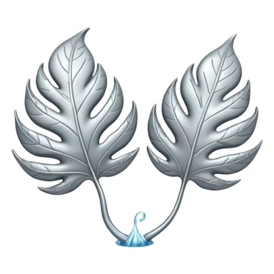 Falling 2 leaves made of silver  sticker