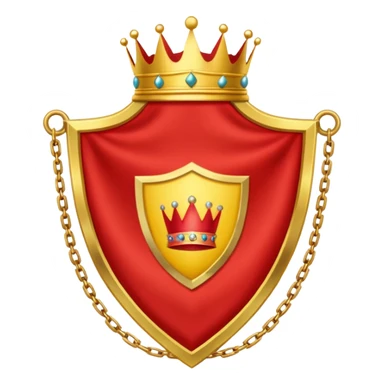 red flag with a crown on  a shield maked with a yellow chains sticker